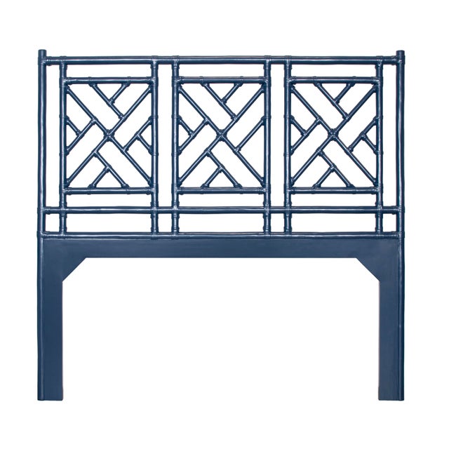 Transitional Chippendale Standard Bed Double, Navy Blue For Sale - Image 3 of 7