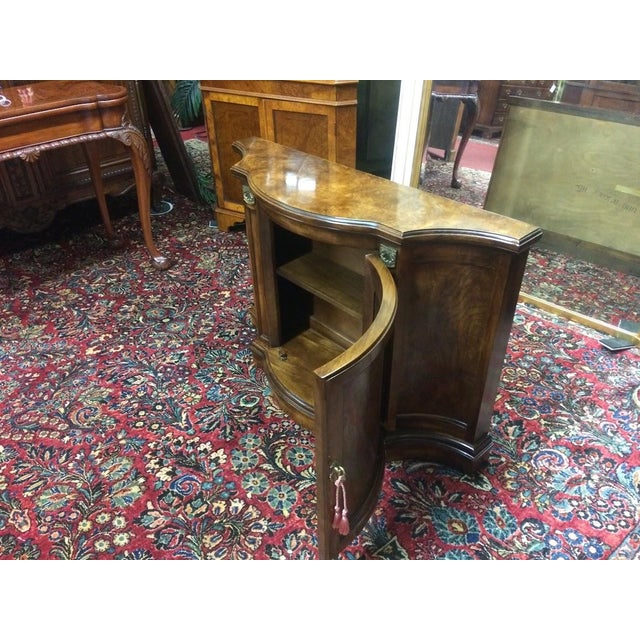 Vintage Console Cabinet, Burl Walnut Narrow Cabinet For Sale - Image 6 of 12