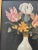 Black Vintage "Flowers in a Vase on a Ledge" Framed Oil on Canvas by Robert Franke For Sale - Image 8 of 12