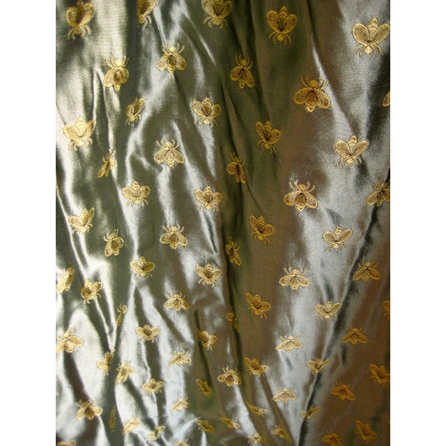 Olive 1980s French Empire Napoleon Style Green Silk Large Pair of Curtains ( 5 Pairs Available ) For Sale - Image 8 of 15