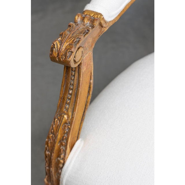 Early 20th Century 0ne of a Pair of Identical Louis XVI Style Gilt Wood Armchairs For Sale In West Palm - Image 6 of 7