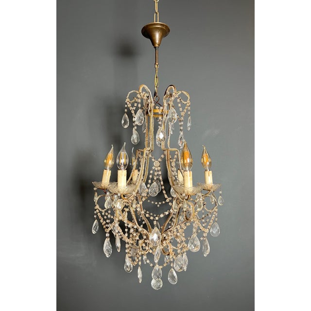 1970s Italian pearl and crystal chandelier For Sale - Image 12 of 12