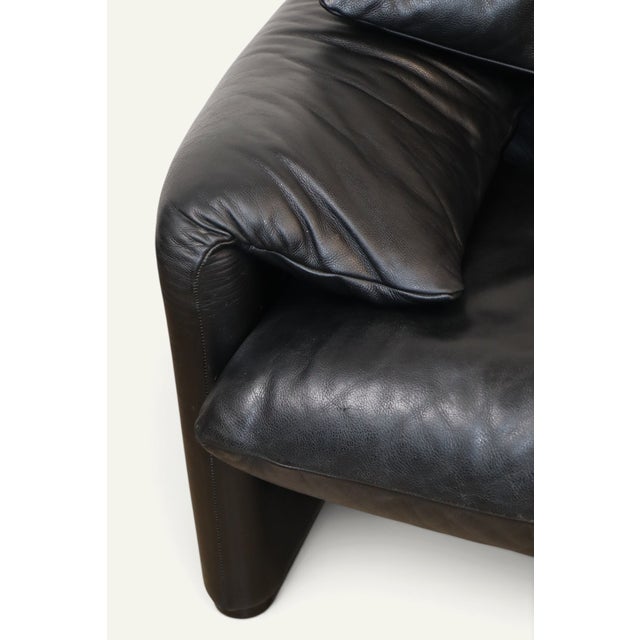 Maralunga 3-Seater Sofa in Black Leather by Vico Magistretti for Cassina, 1970s For Sale - Image 18 of 18