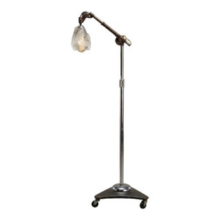 Industrial Adjustable Floor Lamp With Blown Glass Shade by Jason Wein For Sale