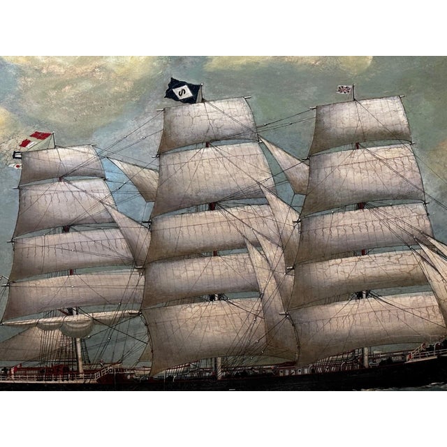 Victorian Large Victorian Marine Oil Painting of the Harland & Wolff Clipper Slieve Roe | Attributed to Lai Fong (Fl. 1870–1910) For Sale - Image 3 of 18