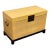 Chinese Lift-Top Yellow Leather Trunk, Vintage For Sale