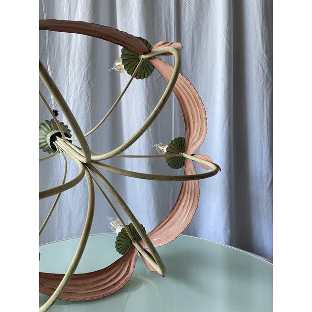 Six-Arm Chandelier in Enameled Sheet Metal, 1940s For Sale - Image 10 of 15