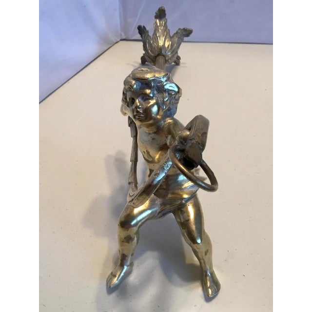 Vintage Solid Brass Cherub Hanging Lamp Extension Rod For Sale - Image 11 of 12