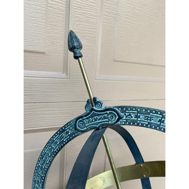 Metal Vintage Coastal Mermaid & Dolphin Armillary Sundial, Palm Beach Garden Decor For Sale - Image 7 of 15