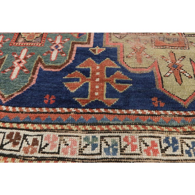 Antique Caucasian Kazak Rug, 04'01 X 09'10 For Sale - Image 4 of 9