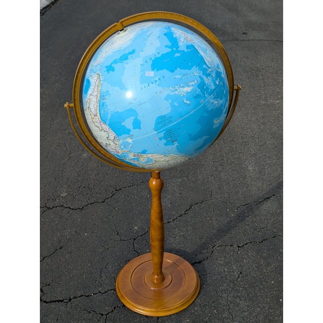 Mid-Century Modern Mid-Century Globe on Wooden Floor Stand For Sale - Image 3 of 8