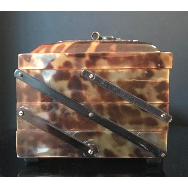 1900s Chinese Faux Tortoise Shell Concertina Three Tier Jewelry Box