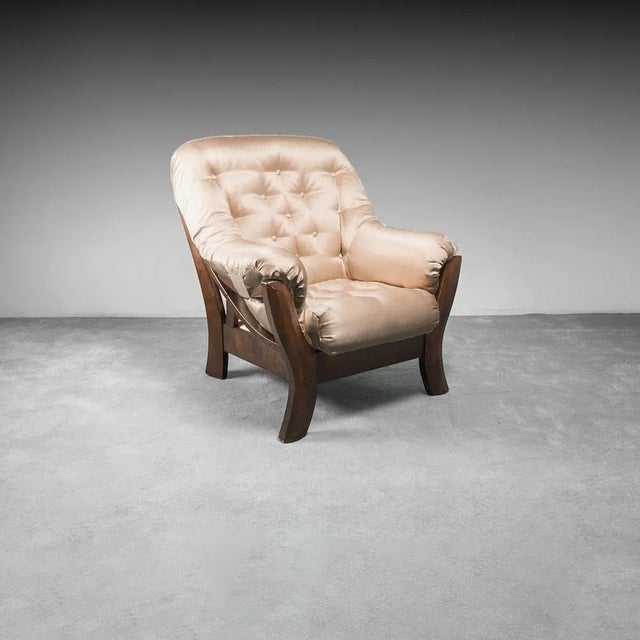 Vintage Beige Fabric Armchair, 1970s For Sale - Image 14 of 14