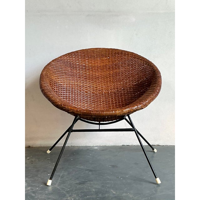 Vintage Mid-Century Modern Woven Rattan Hoop Chair For Sale In West Palm - Image 6 of 9
