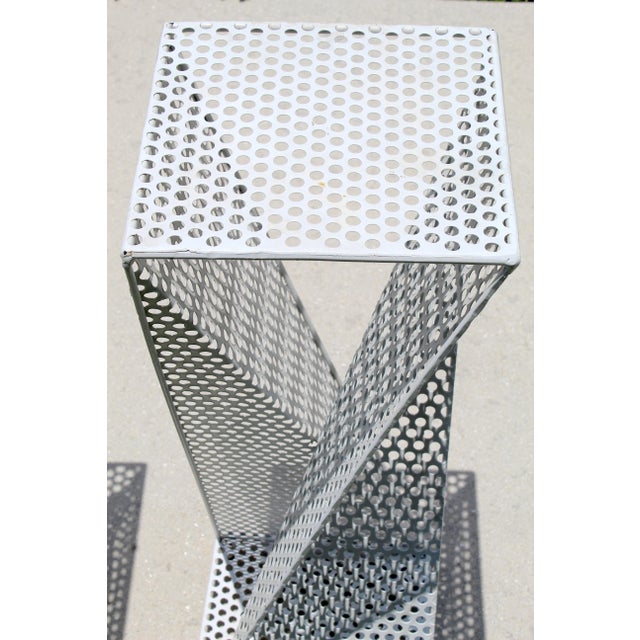 Vintage 1960s Mathieu Matégot Style Sculptural Perforated Metal Pedestals – Pair of Mid-Century Modern Plinths For Sale - Image 12 of 16