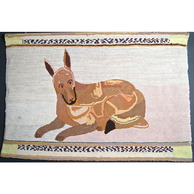 American Folk Art Hooked Rug Decorated With a Dog For Sale In Philadelphia - Image 6 of 6