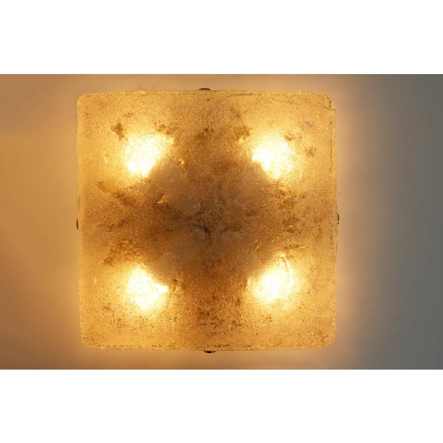 Mid-Century Ice Glass and Brass Ceiling Lamp from Hillebrand Lighting, 1960s For Sale - Image 6 of 8