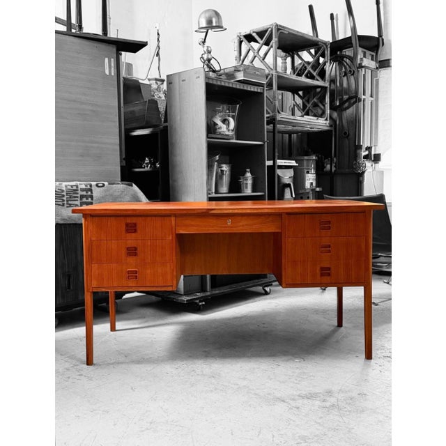 Mid-Century Modern Vintage Danish Teak Freestanding Desk, 1960s For Sale - Image 3 of 9