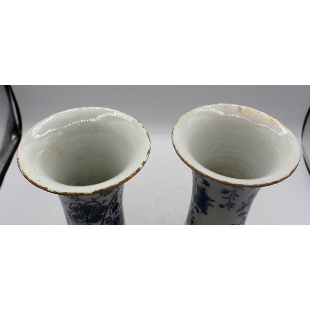 Pair of C. 1800 Delft Blue and White Vases For Sale In Raleigh - Image 6 of 8