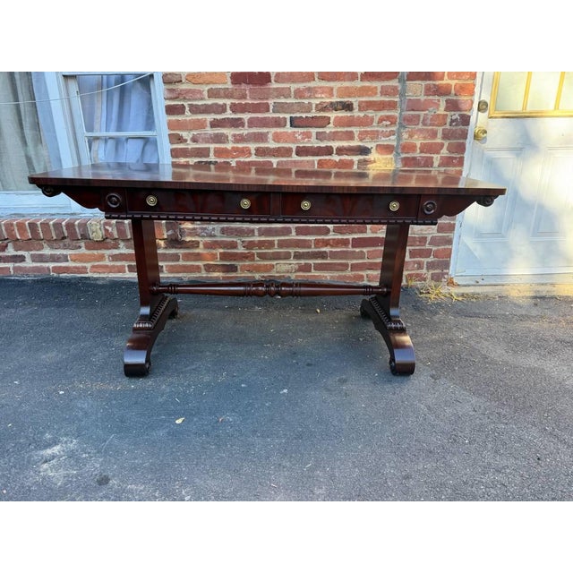 Regency Style Cross Banded Mahogany Sofa.Console Table. Hekman Furniture Co. For Sale - Image 13 of 17