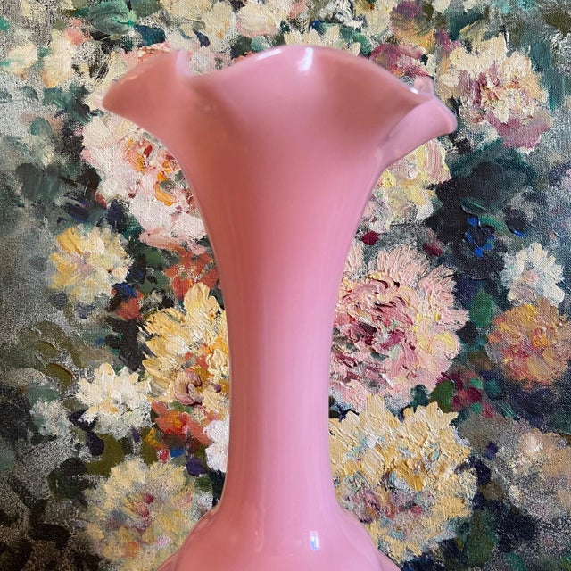 1960s Large Italian Bohemian Pink Opaline Vase, 1960s For Sale - Image 5 of 7