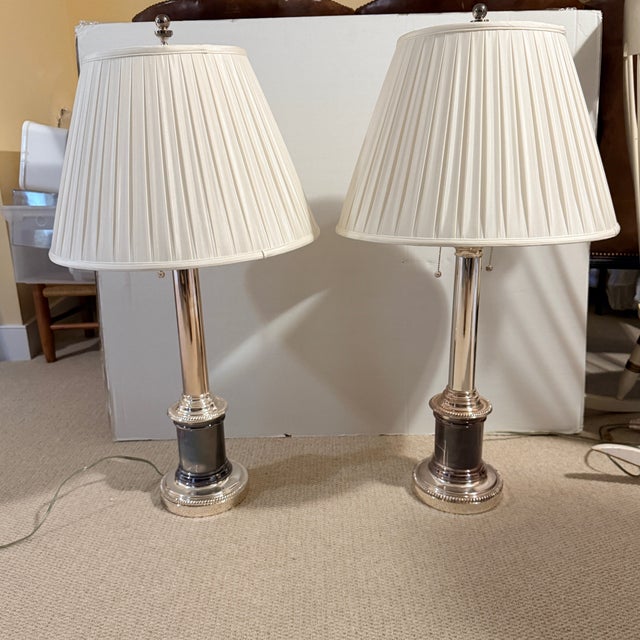 Ralph Lauren Pair of Vintage Ralph Lauren Tall Column Lamps For Sale - Image 4 of 17