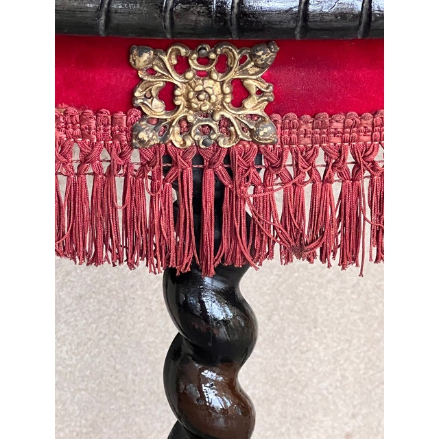 19th Century English Demilune Table With Solomonic Legs and Fringes For Sale - Image 6 of 8