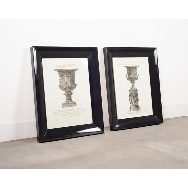 Neoclassical Pair of 18th Century Giovanni Battista Piranesi Framed Urn Engravings For Sale - Image 3 of 18