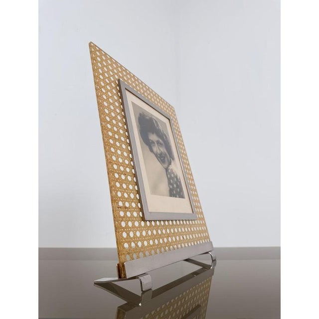 1970s Large Picture Frame in Acrylic Glass, Cane Webbing and Brass in the style of Christian Dior, 1970s For Sale - Image 5 of 17