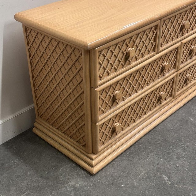 Oak and Faux Rattan-Front Chest of Drawers by Maugrion for Roche Bobois For Sale - Image 5 of 14