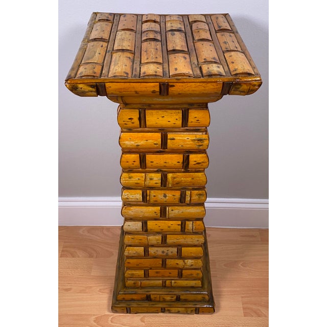 Coastal Hand-Crafted Bamboo Side Table, Coastal Chic MCM End Table For Sale - Image 3 of 7