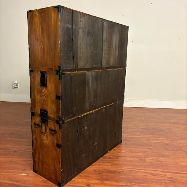 Antique Japanese Three-Section Kiri Tansu Chest For Sale - Image 14 of 14