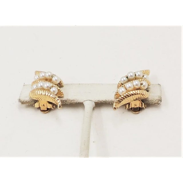 1960s Vintage 1964 Napier Book Piece Faux-Pearl Clip Earrings- 2 Pieces For Sale - Image 5 of 9