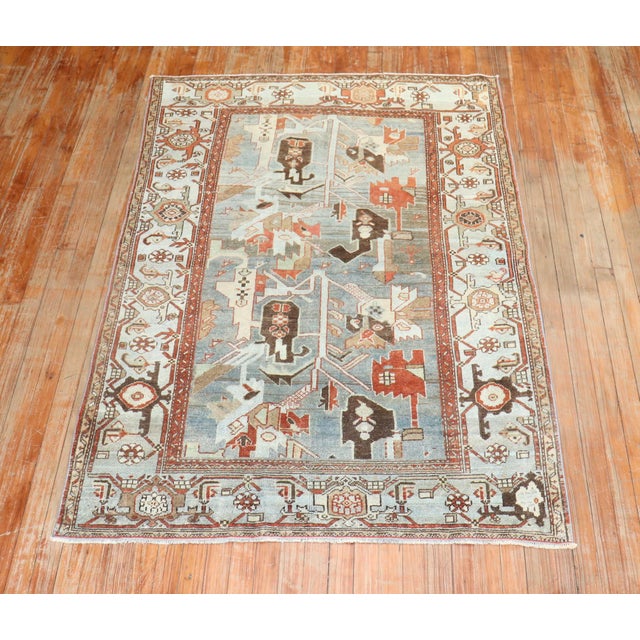 Brown Zabihi Collection Abstract Accent Size Persian Malayer Rug For Sale - Image 8 of 9