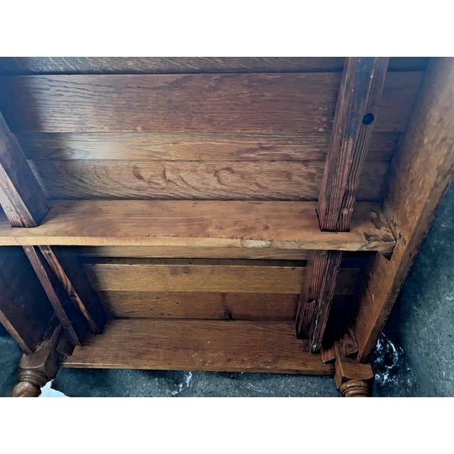 Antique Expanding Pub Kitchen Table Barley Twist Legs Quarter Sawn White Oak For Sale - Image 11 of 11