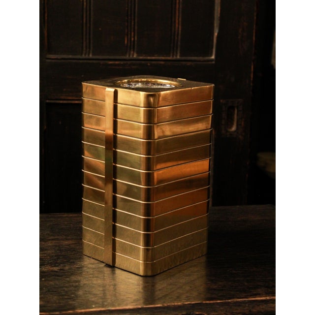 Metal Italian Architectural Gilt Ribbed Brass Bottle Cooler, 1970s For Sale - Image 7 of 7