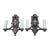Pair of Antique Ornate 2-Arm Pewter Silver Gold Electric Wall Sconces Fixture For Sale