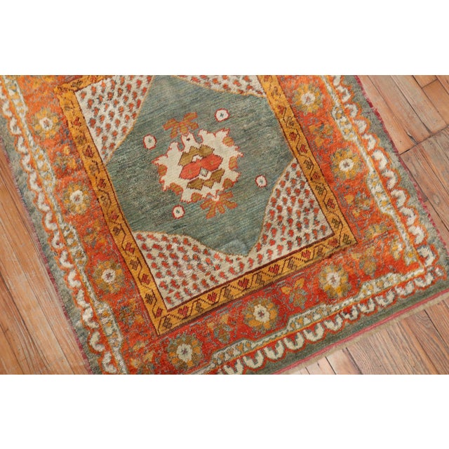 Orange Early 20th Century Zabihi Collection Vivacious Angora Oushak Rug For Sale - Image 8 of 8