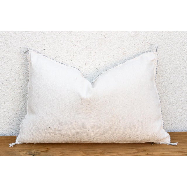 Textile White Diamond Lumbar Moroccan Silk Pillow For Sale - Image 7 of 8