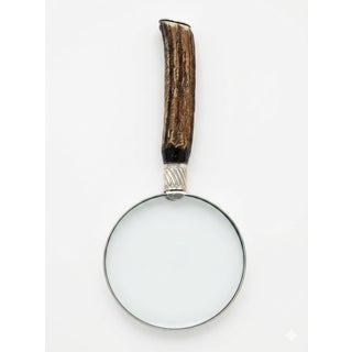 Antique Sterling Silver & Natural Stag Horn Magnifying Glass Hallmarks For Sale