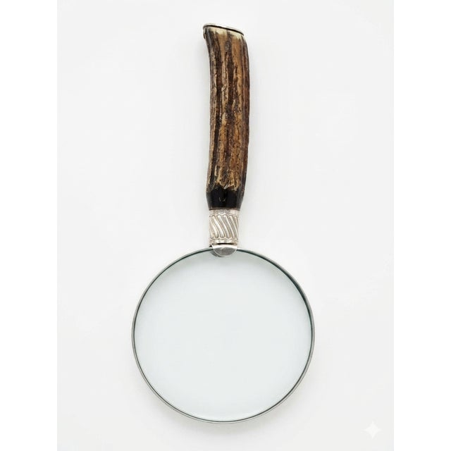 Antique Sterling Silver & Natural Stag Horn Magnifying Glass Hallmarks For Sale