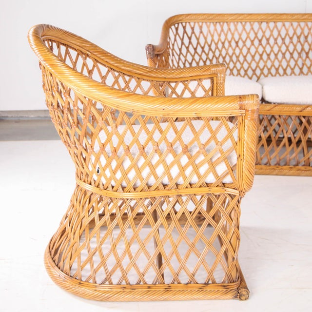 Wicker Rattan Lounge Set, 1970s, Set of 3 For Sale - Image 10 of 18
