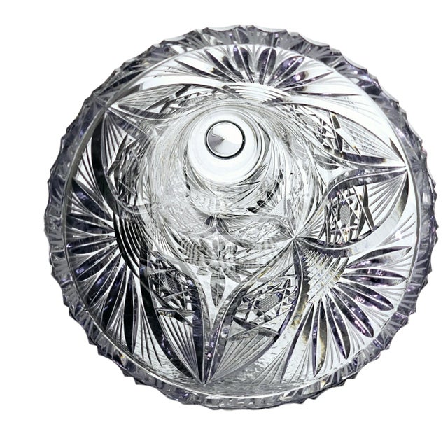 Bohemian Czech Hand Cut Glass Trumpet Vase For Sale - Image 12 of 12