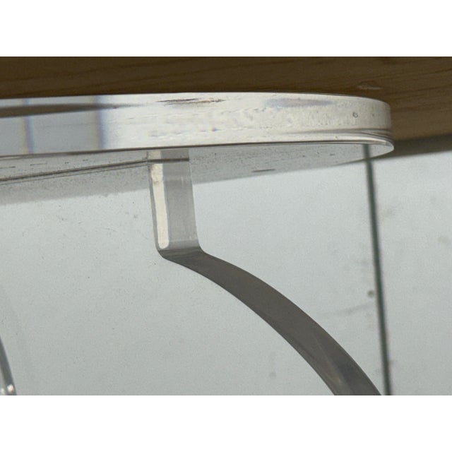 Bespoke Round White Caesarstone Top + Lucite Pedestal Base, 42 Inches For Sale - Image 11 of 12