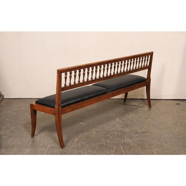 Mid 20th Century Yale Burge Spindle-Back Bench W/ Black Seat For Sale - Image 12 of 13