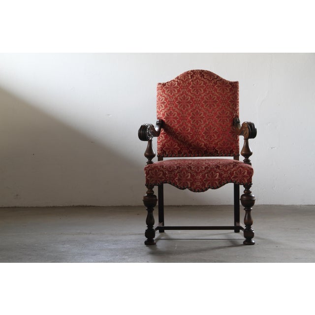 Wood Danish Baroque Louis XV Style Oak Armchair, 1800s For Sale - Image 7 of 18