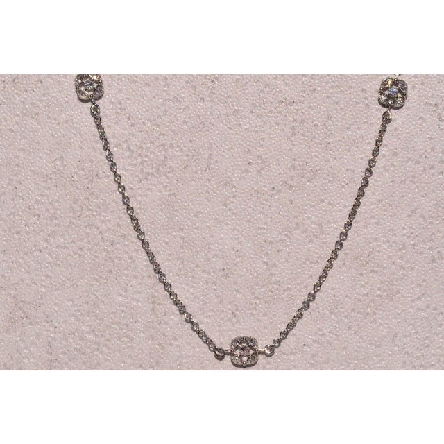 The 131st Street: Tacori Signed White Gold and Natural Diamond Station Chain. The necklace features filigree sections set...