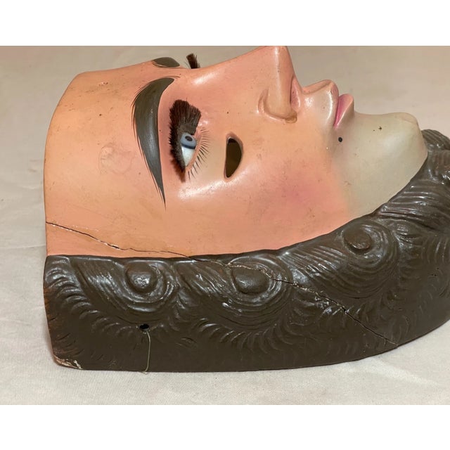 Vintage Parachicos Mask Hand Carved Wood Mexican Folk Art Chiapas Glass Eye For Sale - Image 12 of 13