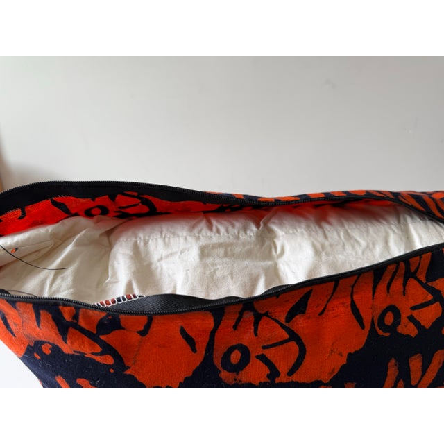 Textile Early 21st Century Hand Dyed Elephant Block Print Lumbar Pillow For Sale - Image 7 of 8