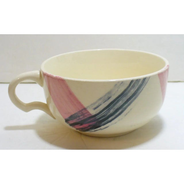 Ceramic Mid Century Pink and Grey Cream and Sugar Set Plus 6 Matching Coffee Cups- 9 Pieces For Sale - Image 7 of 7